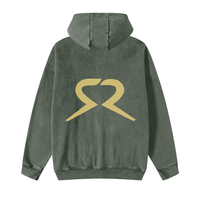 WASHED ZIPPED FLEECE HOODIE