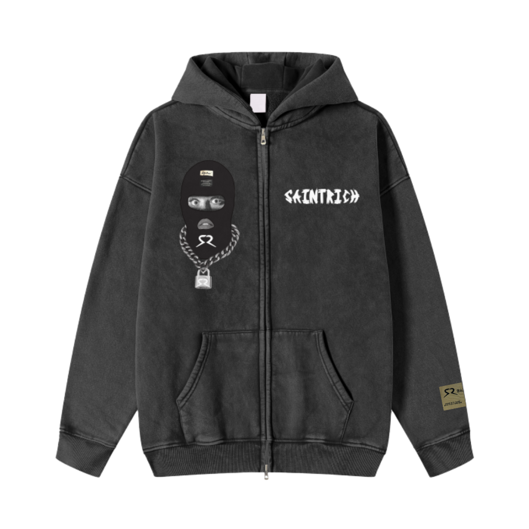 WASHED ZIPPED FLEECE HOODIE