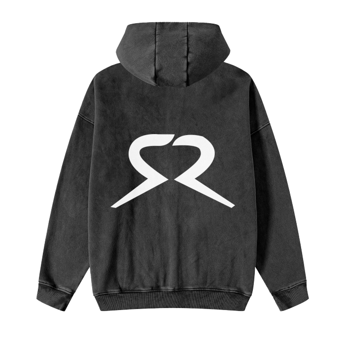 WASHED ZIPPED FLEECE HOODIE