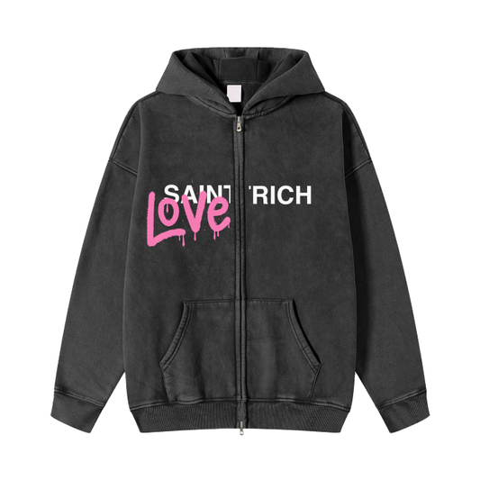 LOVE SAINTRICH ZIPPED FLEECE HOODIE